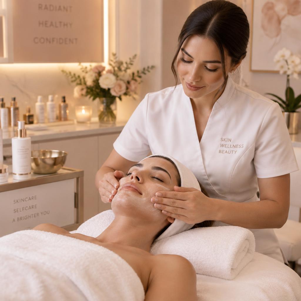 Esthetician performing a facial